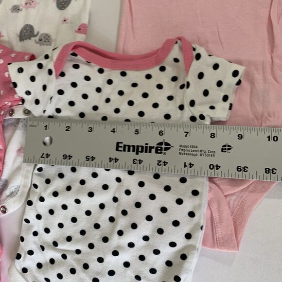 Gerber Bodysuits Bundle Baby Girl 3-6M Short Sleeve White Pink Polka Elephants - Picture 7 of 8